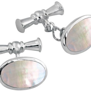 Oval Mother Of Pearl Cufflinks Silver 925 Hallmarked By JewelAriDesigns