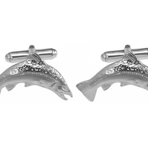 Salmon Fish Design Cufflinks Hallmarked 925 Sterling Silver By JewelAriDesigns