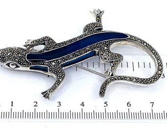 Gecko Pin Brooch Art Deco Style 925 Sterling Silver English  display picture 3