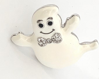 Casper The Friendly Ghost Pin Broche de aleación de metal chapado en rodio con esmalte y cristales Swarovski brillantes de JewelAriDesigns