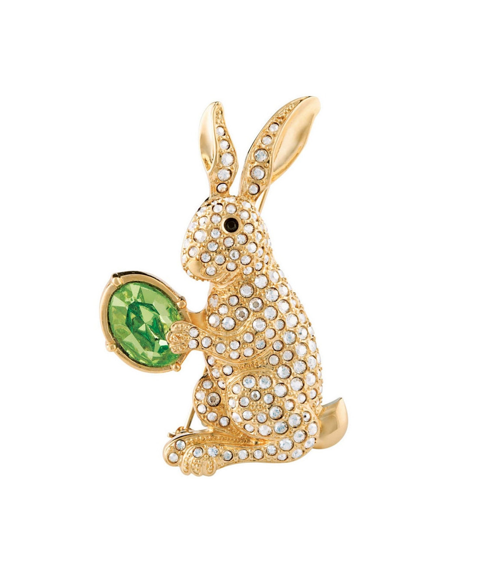 Easter Bunny Rabbit Pin Brooch Gold Plated Metal Alloy Set With ...