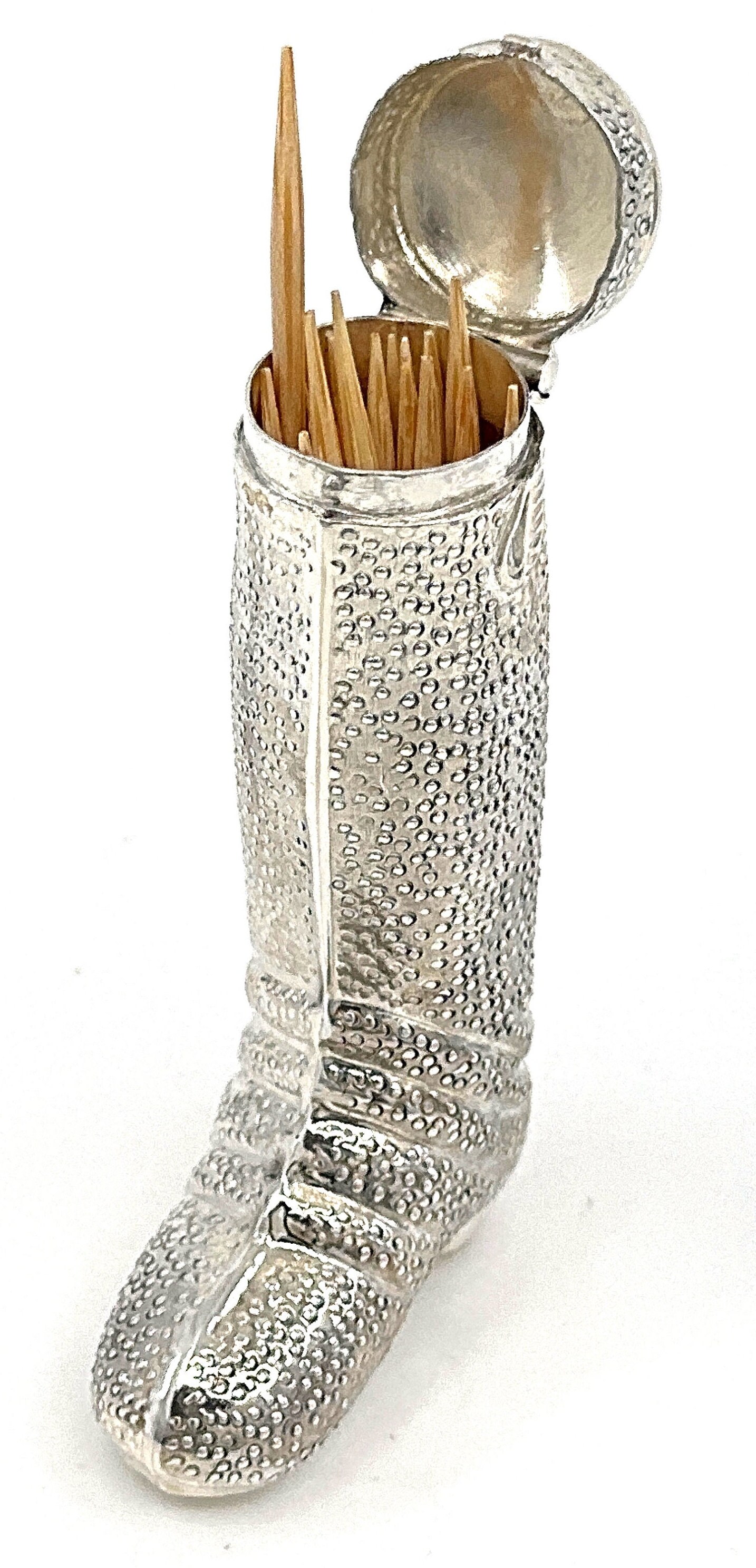 Riding Boot Pillbox Victorian Style 925 Sterling Silver English ...