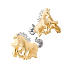 Horse Cufflinks Gold And Rhodium Plated Metal Alloy By JewelAriDesigns