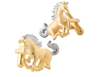 Horse Cufflinks Gold And Rhodium Plated Metal Alloy By JewelAriDesigns
