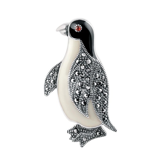 ペンギン ピンブローチ ペンギンのピンブローチ アールデコスタイル 925スターリング