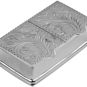 Rectangular Double Compartment Engraved Pill Box 925 Sterling Silver English Hallmarks By JewelAriDesigns