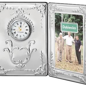 Victorian Pattern Clock And Frame 925 Sterling Silver English Hallmarks With Wooden Back By JewelAriDeisigns