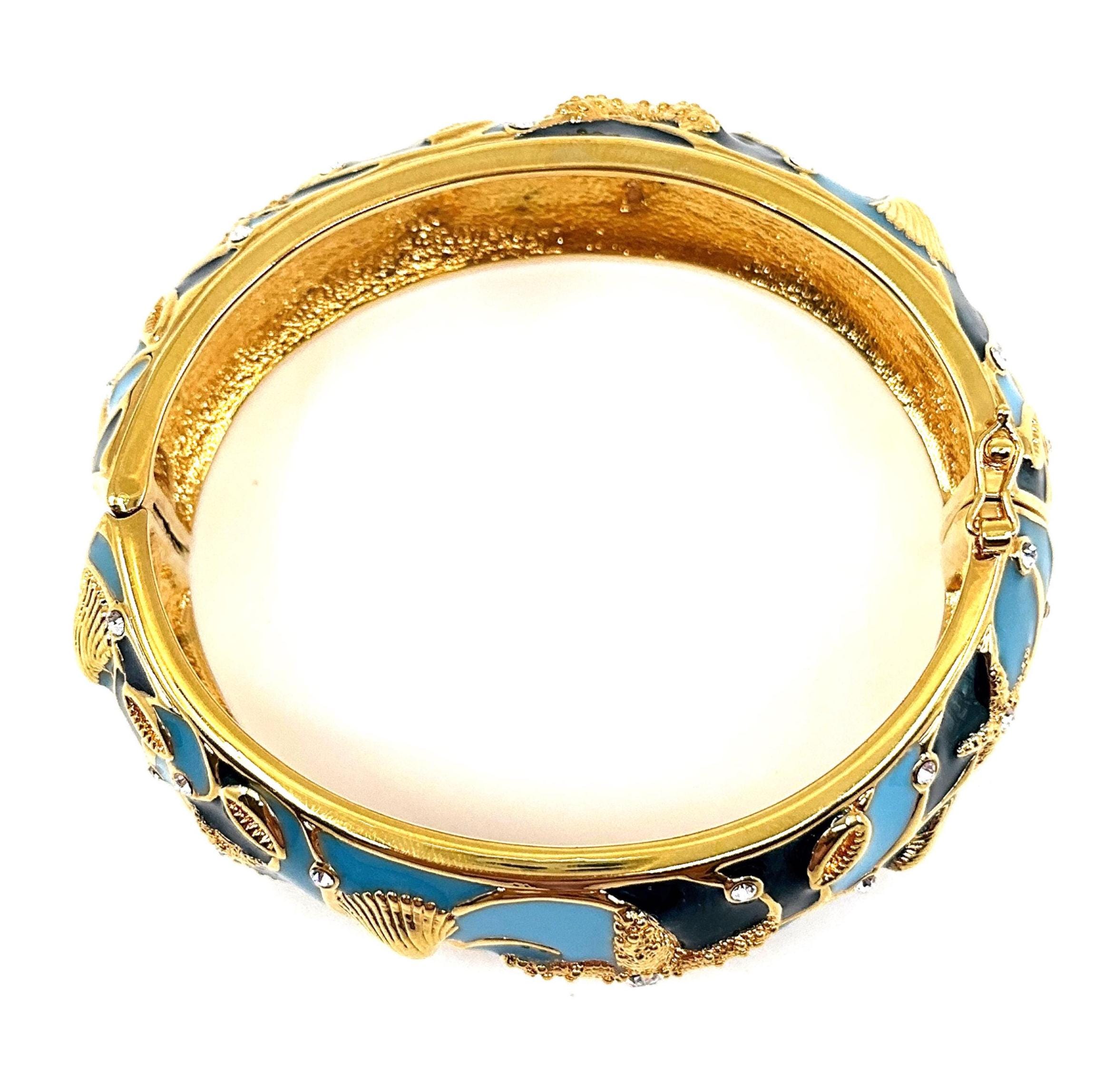 Bracciale Rigido Donna Con Conchiglia E Stella Marina - Gioiello Ispirato Al Mare, Placcato Oro, Ipoallergenico, Elegante