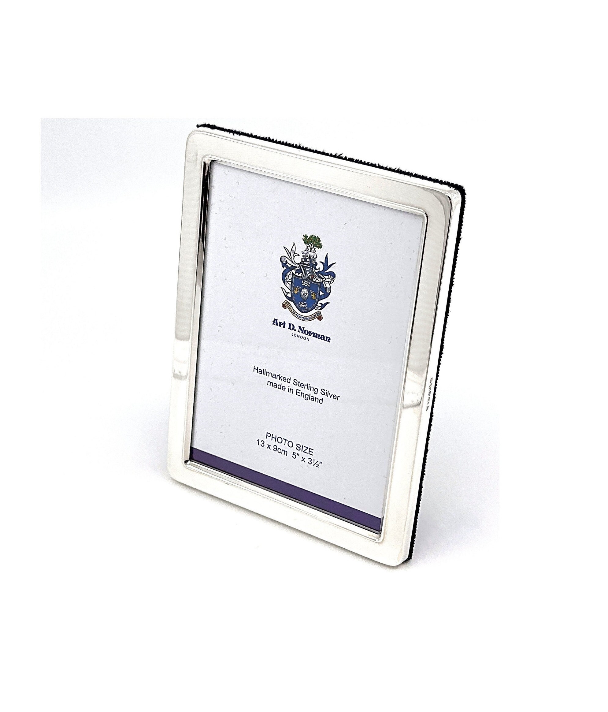 Plain Photo Frame 925 Sterling Silver English Hallmarks With Blue Velvet Back 13cm x 9cm By JewelAriDesigns
