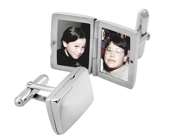 Plain Rectangular Locket Cufflinks Hallmarked Sterling Silver