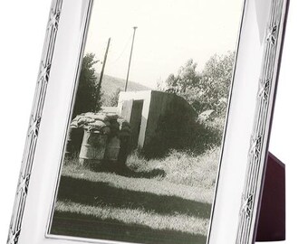 Ribbon and Reed Photo Frame 925 Sterling Silver English Hallmarks With Mahogany Back 25cm x 20cm
