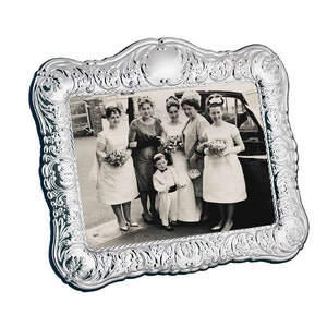 Classic Photo Frame Victorian Style 925 Sterling Silver English Hallmarks With Blue Velvet Back 13cm x 18cm By JewelAriDesigns