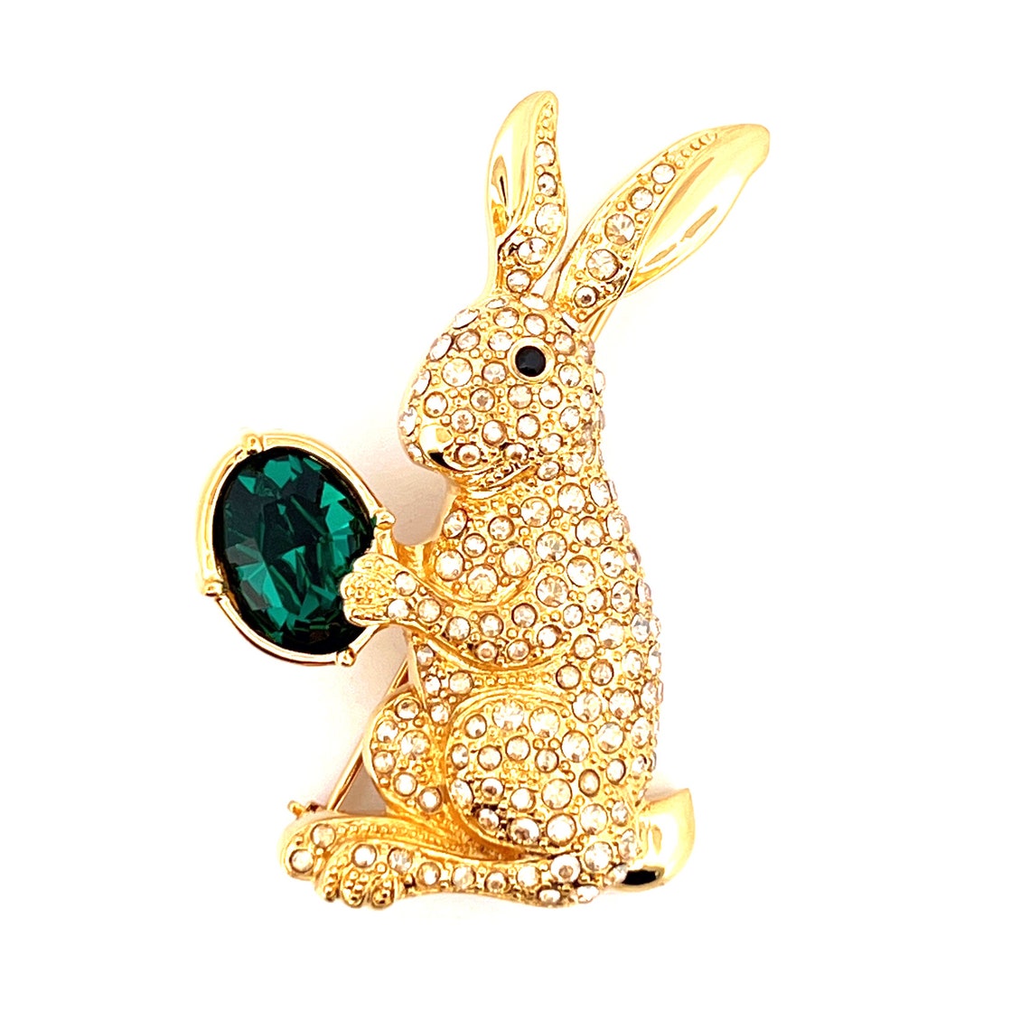 Easter Bunny Rabbit Pin Brooch Gold Plated Metal Alloy Set With ...