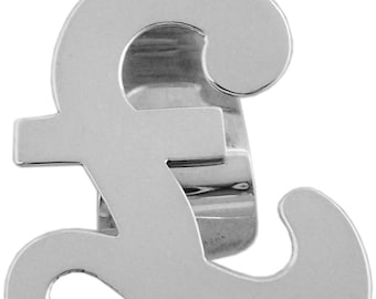 Pound Sign Money Clip 925 Sterling Silver English Hallmarks