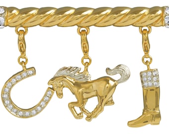 Reiterbrosche aus vergoldeter Metalllegierung mit funkelnden tschechischen Kristallen von JewelAriDesigns