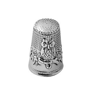 Owl Thimble Victorian Style 925 Sterling Silver English Hallmarks By JewelAriDesigns
