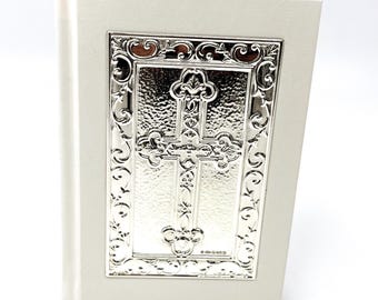 White Leatherette King James' Bible Sterling Silver