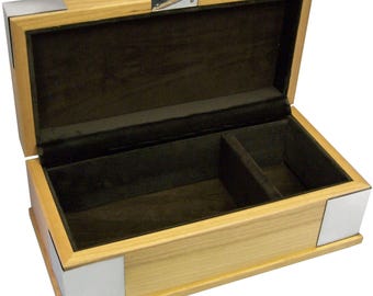 Bedside Table Night Box 925 Sterling Silver English Hallmarks With Maple Veneer Finish 23cm x 11.5cm By JewelAriDesigns