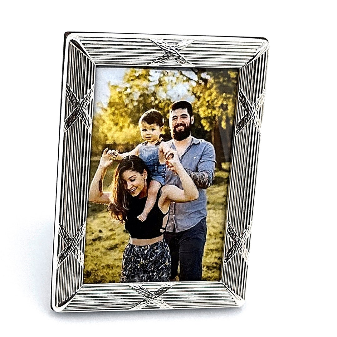 sterling silver reed and ribbon rectangular picture... Ribbon and Reed Photo Frame 925 Sterling Silver English Hallmarks With ...