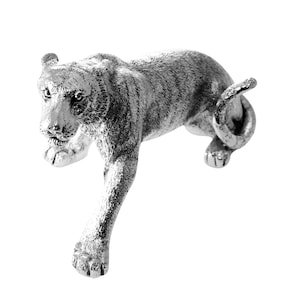 The Crouching Tiger Desk Statue Sculpted Wildlife Figurine By JewelAriDesigns
