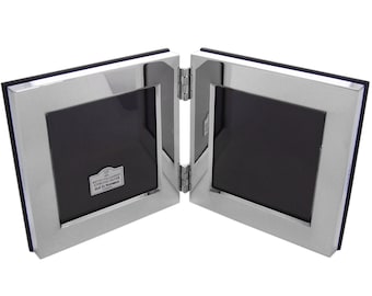 Sterling Silver Hinged Double Picture Photo Frame With Wooden Back 3&quot; x 3&quot; By JewelAriDesigns