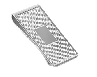 Engine Turned Money Clip 925 Sterling Silver English Hallmarks By JewelAriDesigns