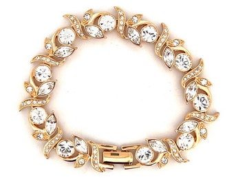 Elegant Bracelet Gold Plated Metal Alloy Set With Sparkling Swarovski Crystals By JewelAriDesigns
