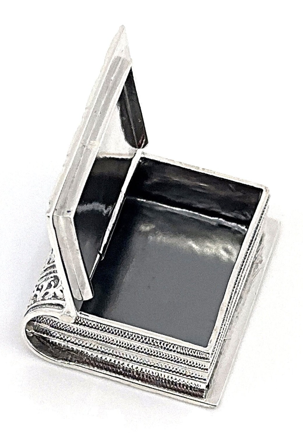 Book Pill Box Antique Style 925 Sterling Silver English