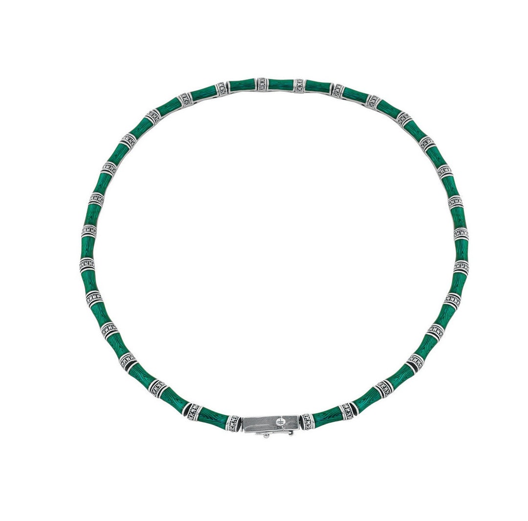 Art Deco Bamboo Style Choker Necklace 925 Sterling Silver English