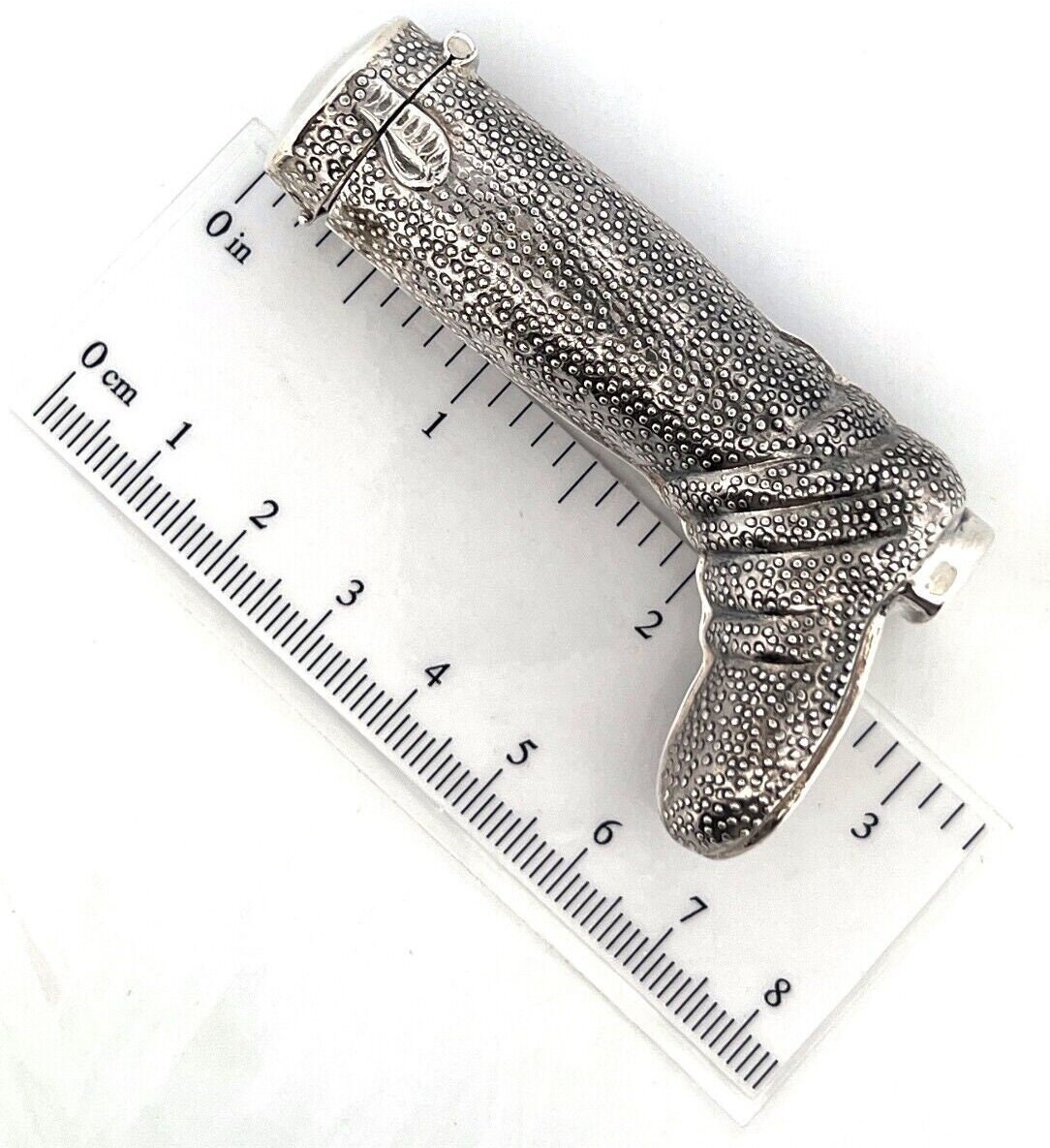 Riding Boot Pillbox Victorian Style 925 Sterling Silver English ...