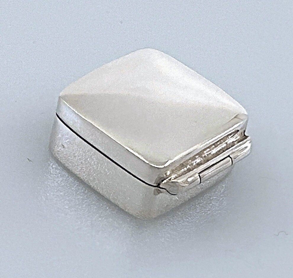 Small Plain Square Pill Box 925 Sterling Silver English