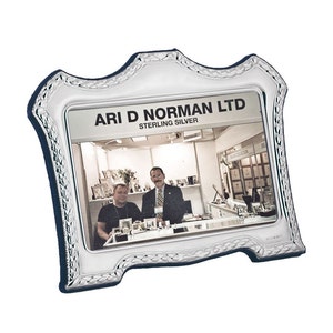 Classic Photo Frame Victorian Style 925 Sterling Silver English Hallmarks With Blue Velvet Back By JewelAriDesigns