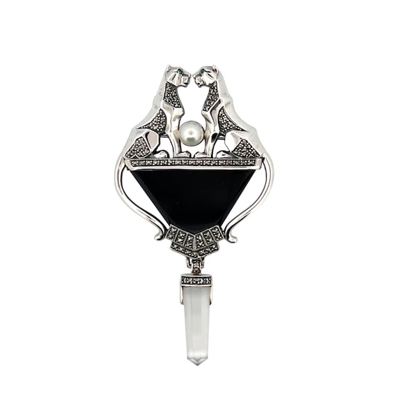 Panther Brooch Art Deco Style 925 Sterling Silver English 