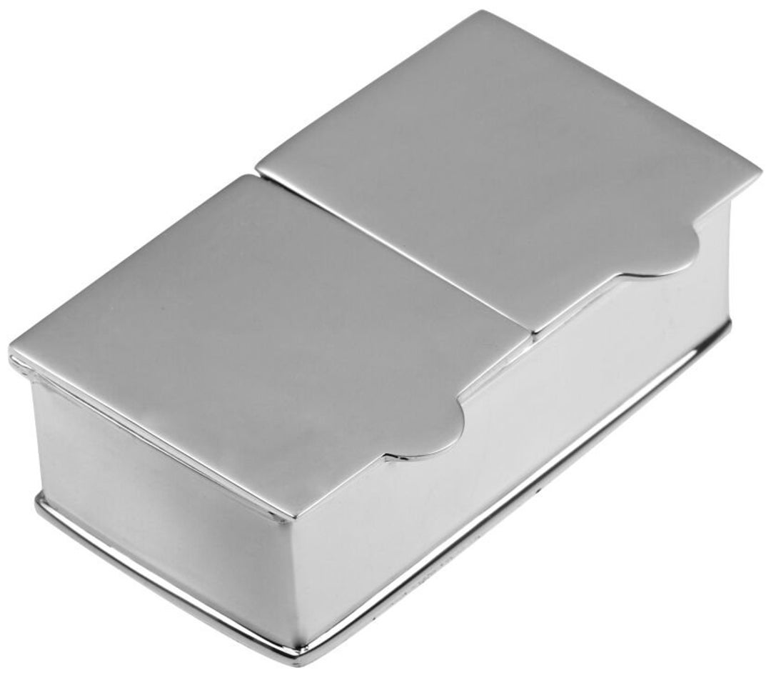 Silver Double Lidded Pill Box シルバーピルケース Rectangular Double Compartment Plain Pill Box 925 Sterling