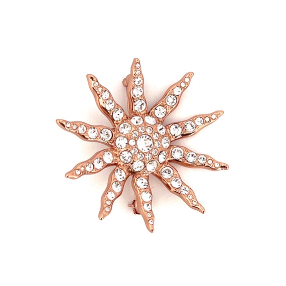 Broche Ancienne Art Déco - Plaqué Or, Strass Et Perles, Motif Soleil/étoile - Occasion