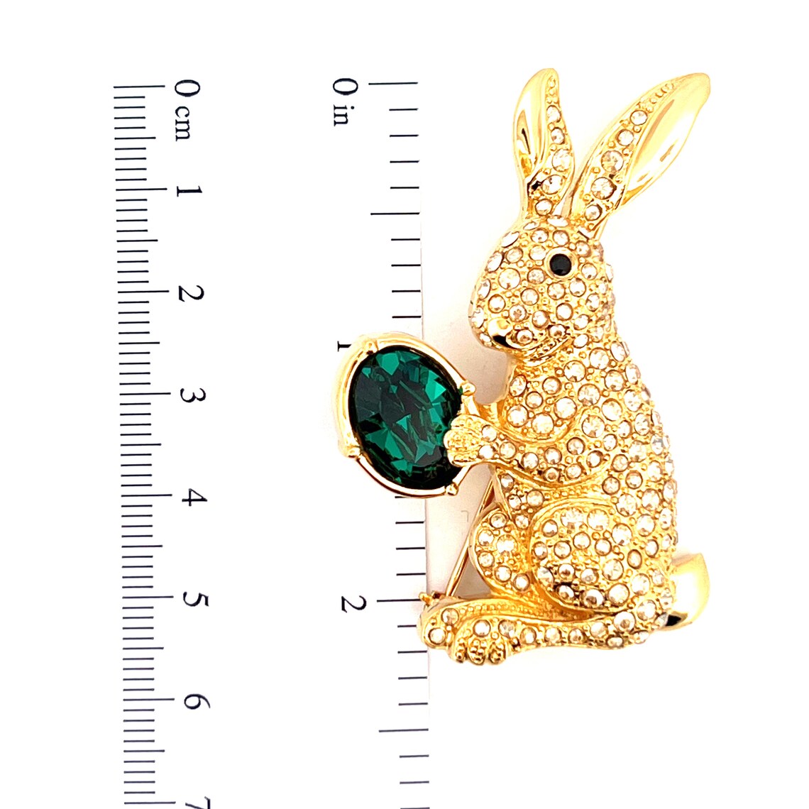 Easter Bunny Rabbit Pin Brooch Gold Plated Metal Alloy Set With ...