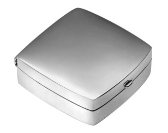 Medium Plain Square Pill Box 925 Sterling Silver English Hallmarks By JewelAriDesigns