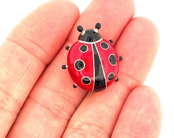 てんとう虫 テントウムシ ピンブローチ 金メッキ 金属合金セット 赤と