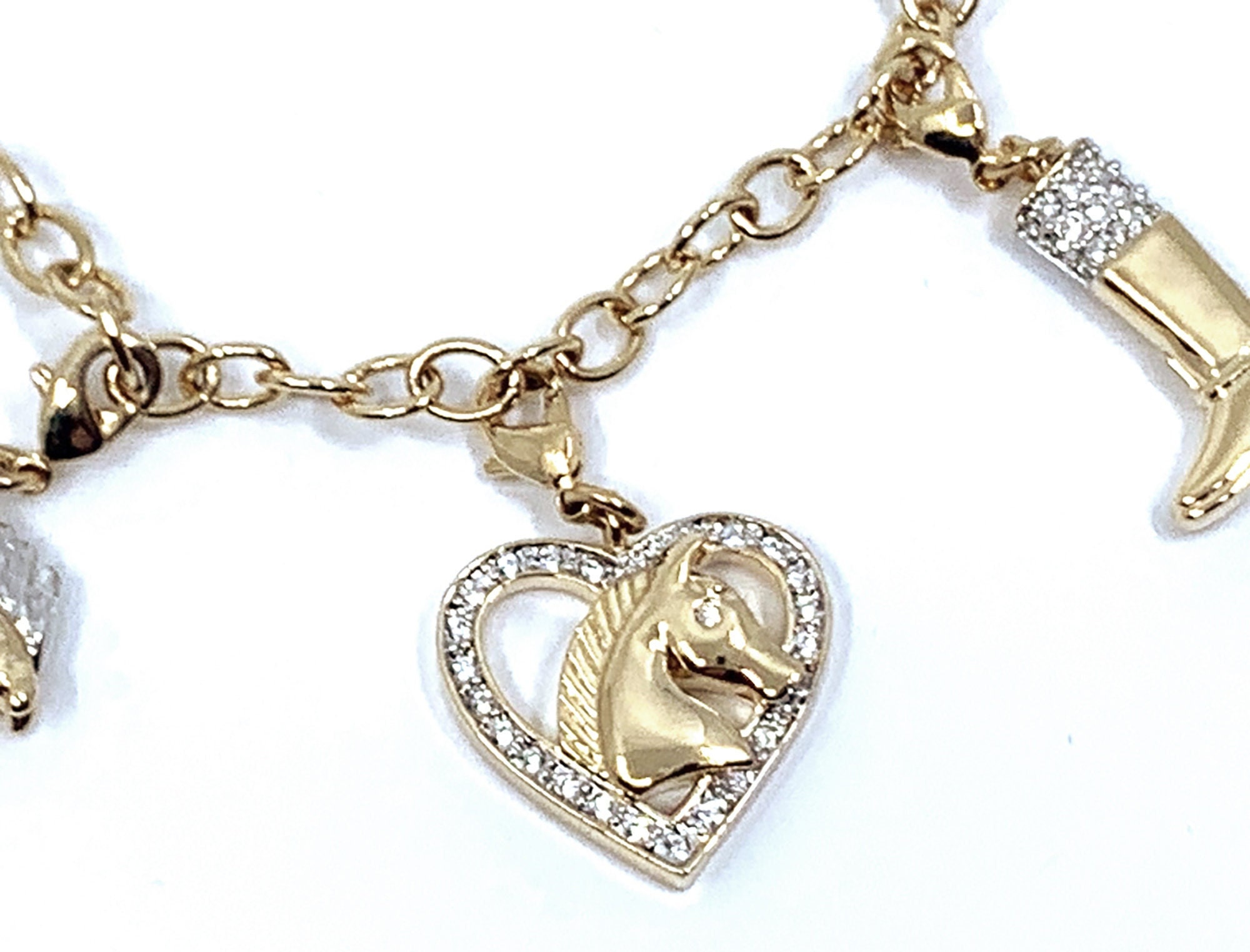 Bracelet Breloque équestre Plaqué Or - Ari D Norman - Alliage Métal Et émail