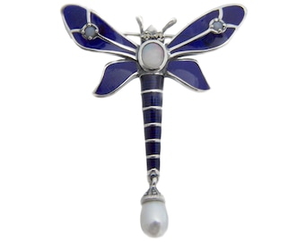 Broche Art Deco Dragonfly feito de prata de lei