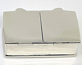 Rectangular Double Compartment Plain Pill Box 925 Sterling