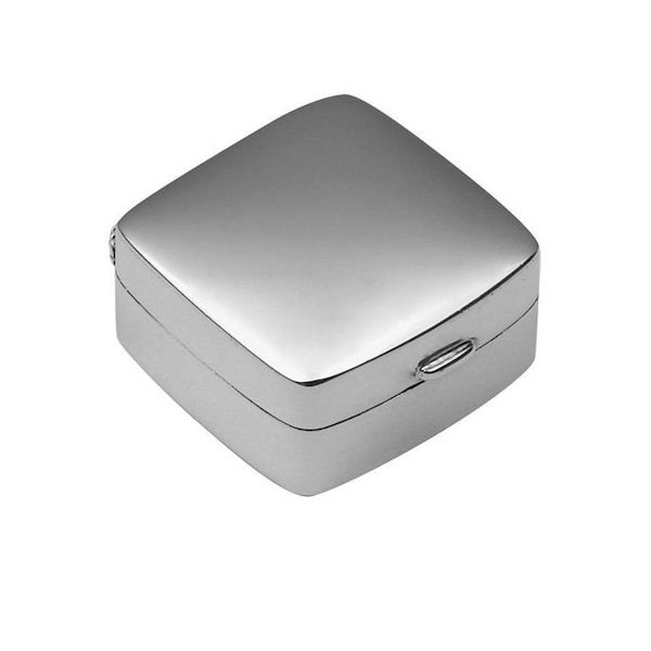 Small Plain Square Pill Box 925 Sterling Silver English Hallmarks by JewelAriDesigns