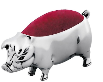 Pig Pincushion Victorian Style 925 Sterling Silver English Hallmarks By JewelAriDesigns