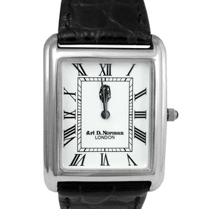 Unisex Watch 925 Sterling Silver English Hallmarks With Black Leather Strap And Black Onyx Winder By JewelAriDesigns