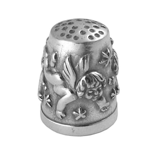 Cherub Thimble Oxidised Antique Finish Sterling Silver 925 English Hallmarks  By JewelAriDesigns