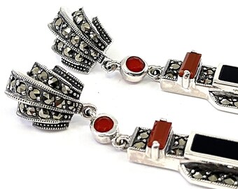 Franki Baker Art & CRAFT Style Red Onyx & orecchini in argento