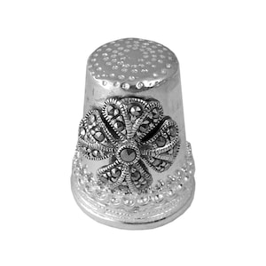 Celtic Cross And Marcasite Thimble 925 Hallmarked Sterling Silver By JewelAriDesigns