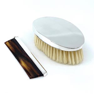 Men&#39;s Brush And Comb Grooming Set 925 Sterling Silver English Hallmarks By JewelAriDesigns