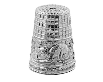 Cat Thimble Victorian Style 925 Sterling Silver English Hallmarks  By JewelAriDesigns