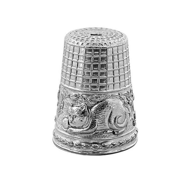 Cat Thimble Victorian Style 925 Sterling Silver English Hallmarks  By JewelAriDesigns